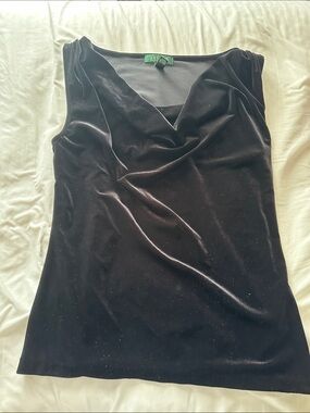Lauren by Ralph Lauren Black Velvet Cowl Neck Sleeveless Camisole
